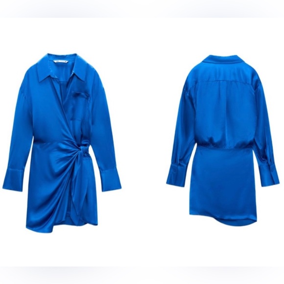Zara Dresses & Skirts - ZARA Blue Wrap Mini Dress